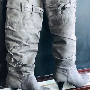 Over the knee suede boots